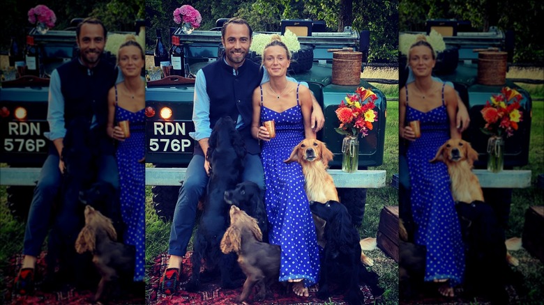 Alizee Thevenet and James Middleton with their dogs