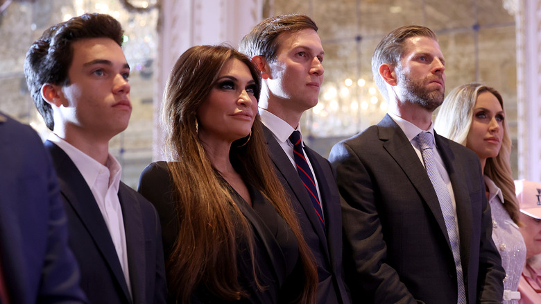 Ronan Villency, Kimberly Guilfoyle, Jared Kushner, Eric Trump, Lara Trump stand side by side