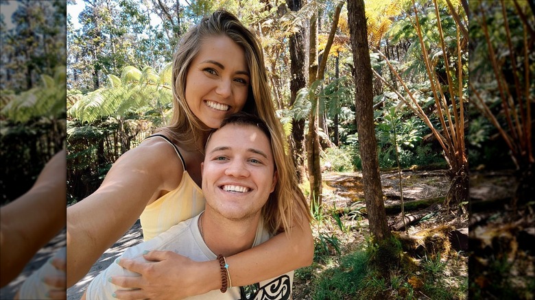 Kennedy Noem-Frick and Tanner Frick smiling and embracing