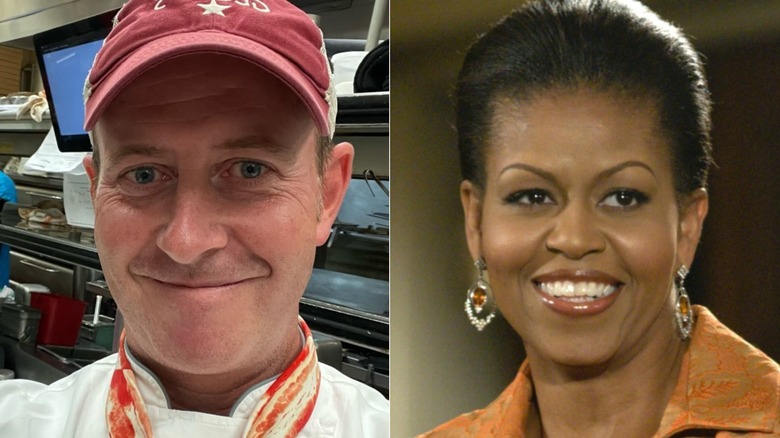 A split image of Chef Geoff and Michelle Obama