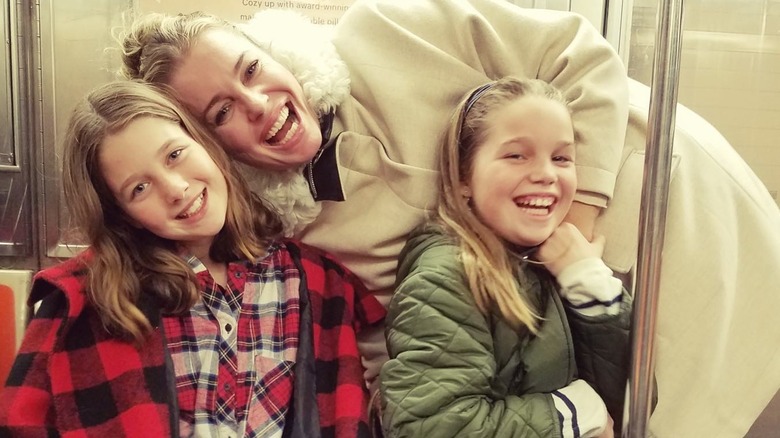 Rebecca Romijn with her daughters