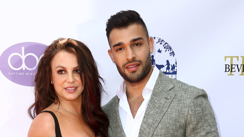 Sam Asghari and Britney Spears on red carpet