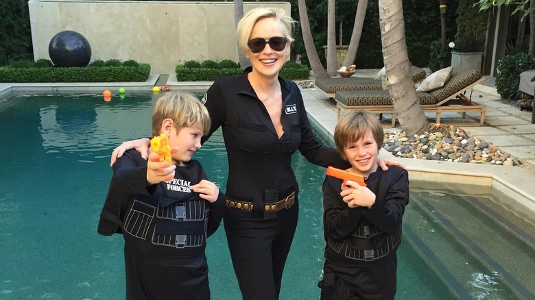 Sharon Stone with sons