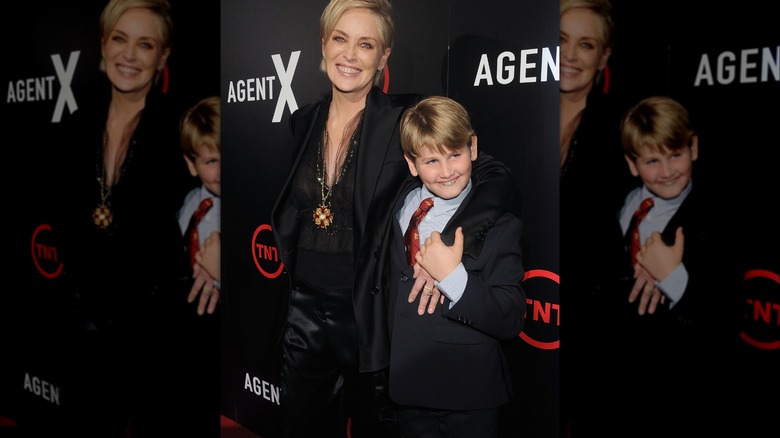 Sharon Stone and Laird Vonne Stone smiling