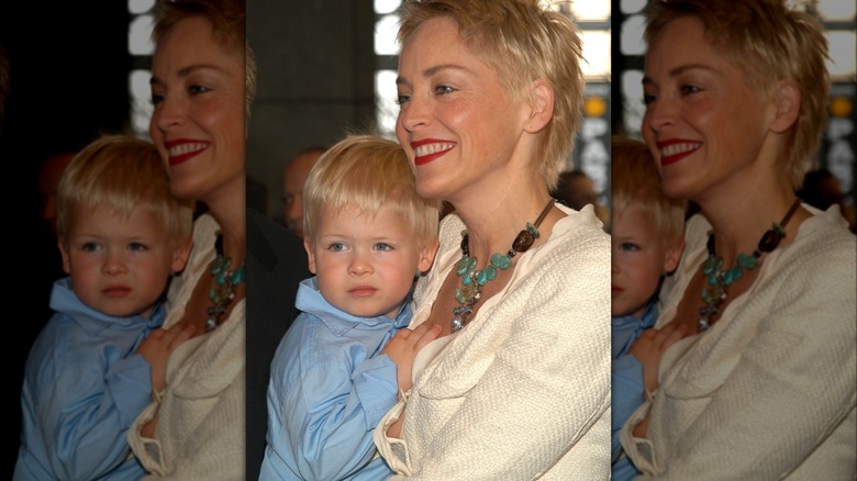 Sharon Stone holding Roan Stone