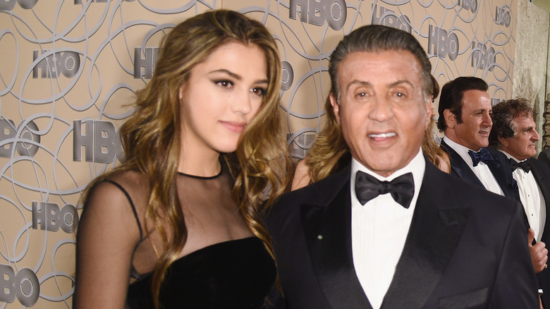 Scarlet Stallone and Sylvester Stallone at event