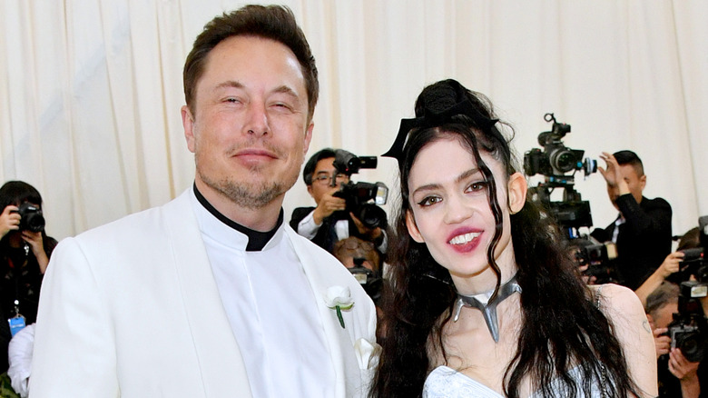 Elon Musk and Grimes at a Met Gala event