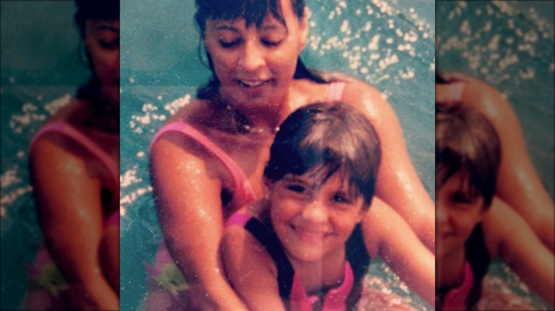 Jenn Goicoechea as a kid with her mother in pool