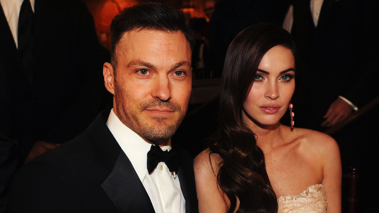 Megan Fox and Brian Austin Green posing for photos