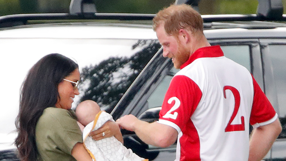 Meghan and Harry and Archie after polo match