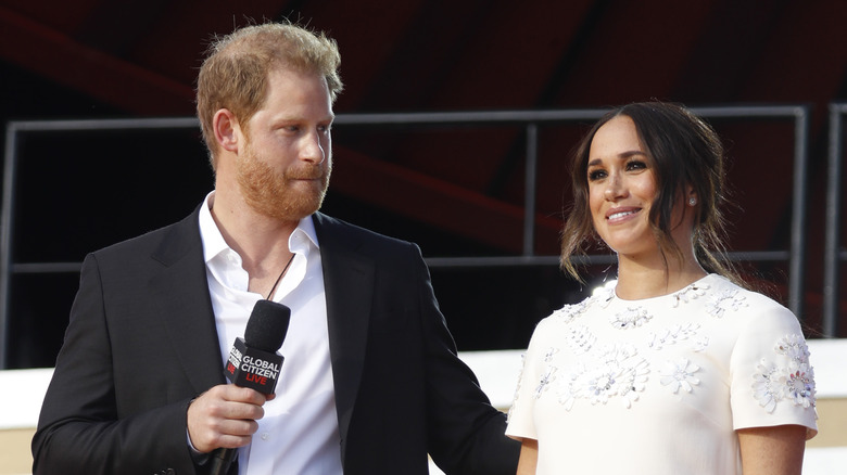 The Duke and Duchess of Sussex onstage 