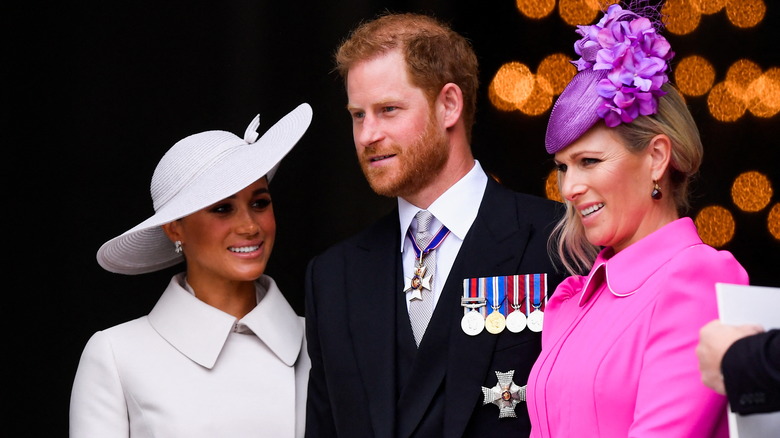 Meghan Markle, Prince Harry and Zara Tindall attending a thanksgiving service