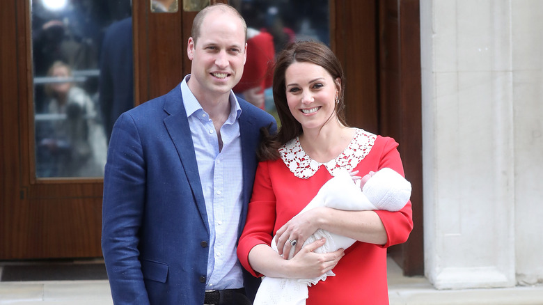 Prince William and Kate Middleton with newborn Prince Louis Arthur Charles