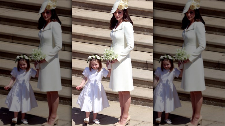 Kate Middleton with Princess Charlotte in her bridesmaid gown