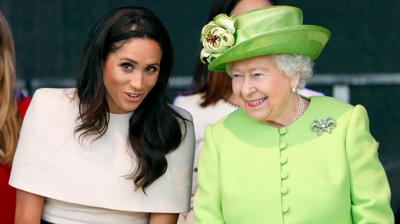 Meghan Markle and Queen Elizabeth talking