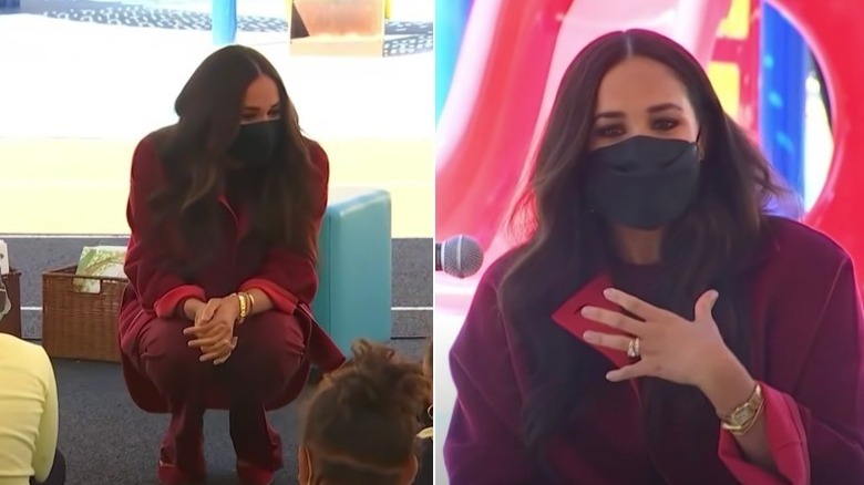 Meghan Markle talking with school kids