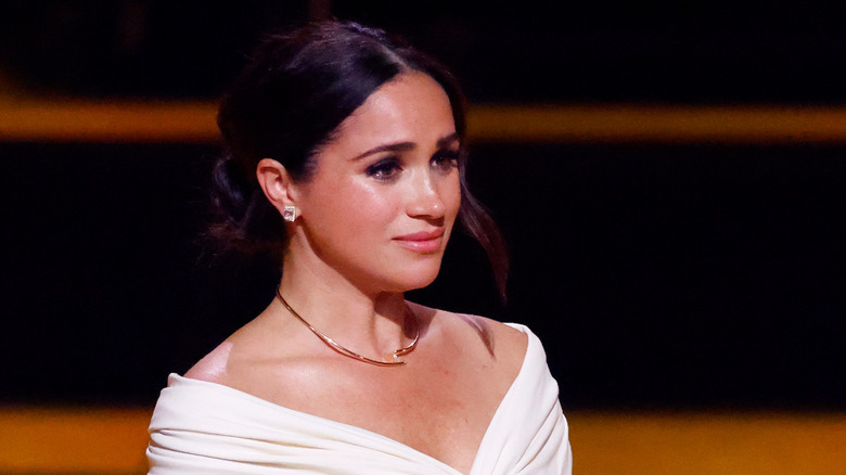 Meghan Markle looking teary eyed