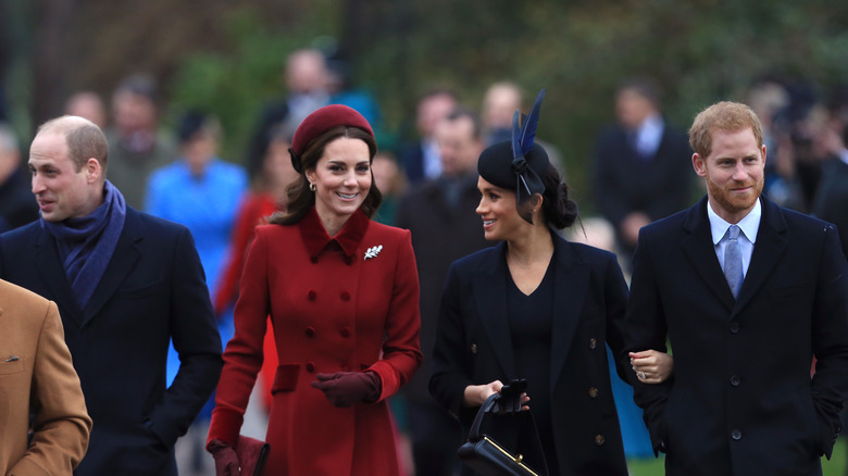 Prince William, Kate Middleton, Meghan Markle, and Prince Harry on Christmas Day 2018