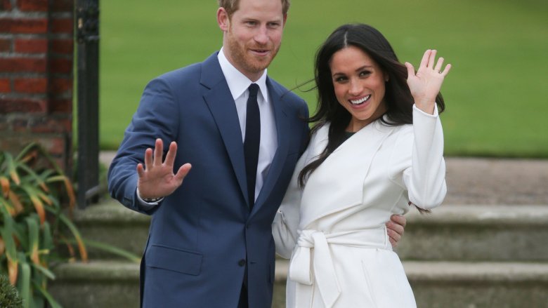 Meghan Markle white coat engagement