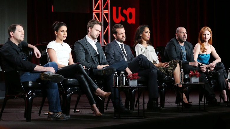 The cast of 'Suits' seated