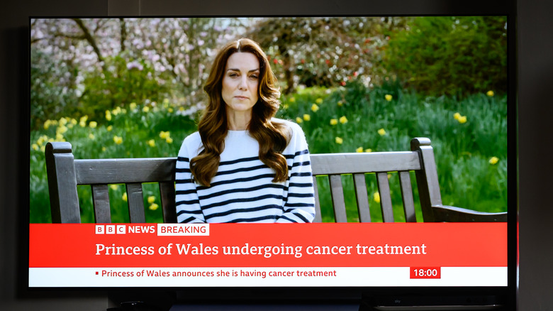 Kate Middleton on TV announcing cancer