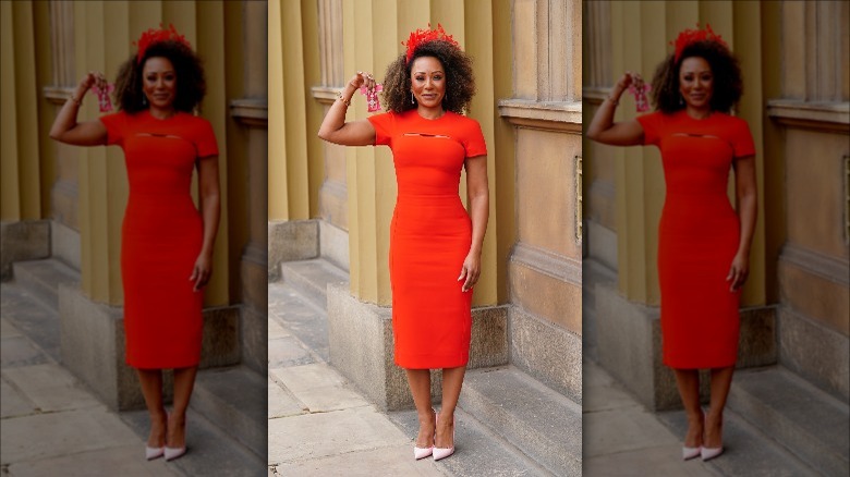 Mel B wearing a dress