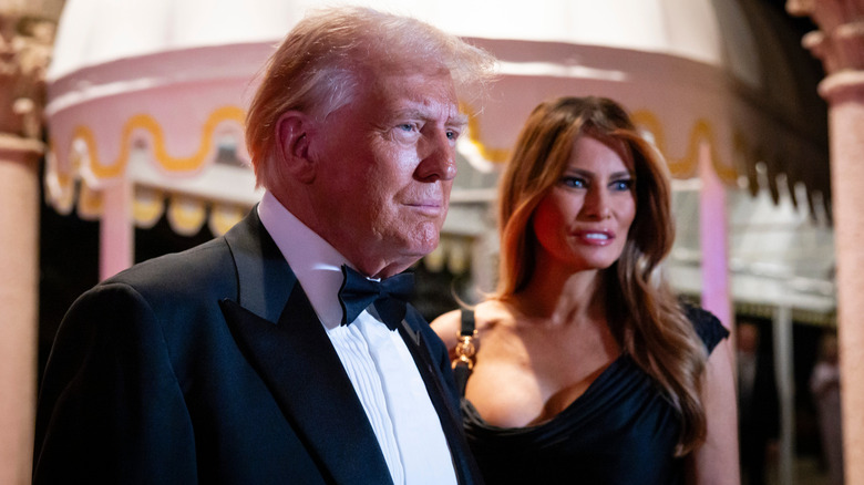 Donald Trump and his wife Melania Trump at the New Year's Eve party held at Mar-A-Lago Club, December 31, 2024