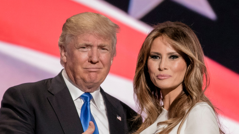 Donald and Melania Trump at a political rally