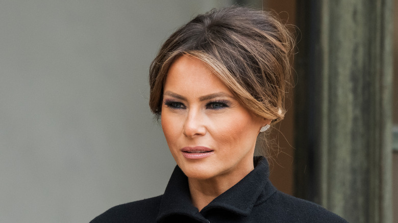 Melania Trump with lips slightly parted