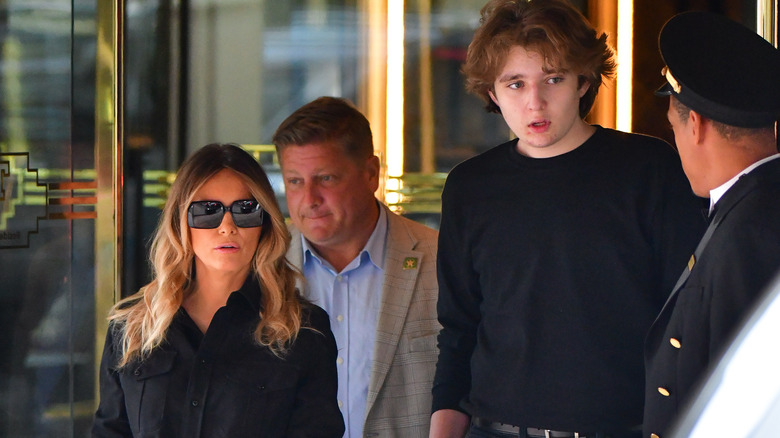 Melania and Barron Trump in New York