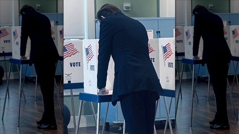 Barron Trump at voting booth