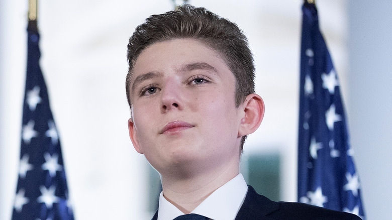 Barron Trump squinting