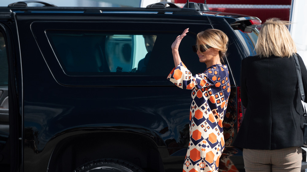 Melania Trump waving to the crowds