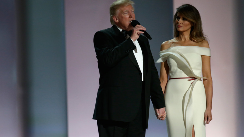 Melania and Donald Trump during inaugural ball