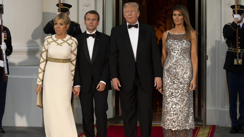 Brigitte and Emmanuel Macron, Donald and Melania Trump