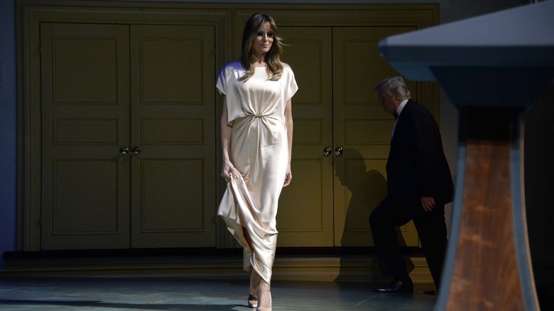 Melania Trump in silk dress