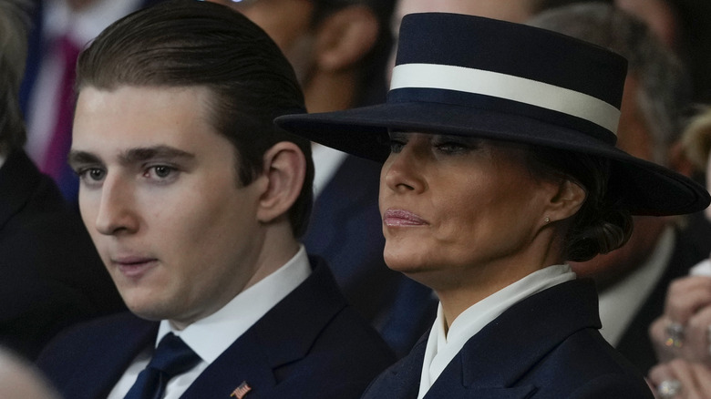 Barron Trump and Melania Trump at Donald Trump's inauguration