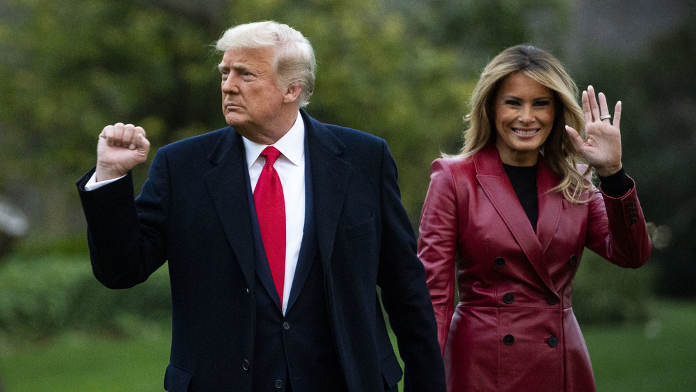 Donald and Melania Trump waving