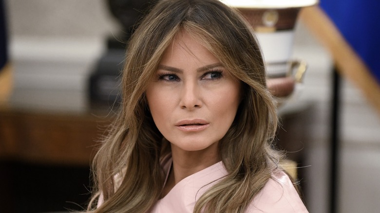 Melania Trump looking over shoulder