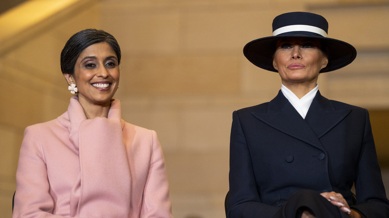 Usha Vance smiling next to Melania Trump