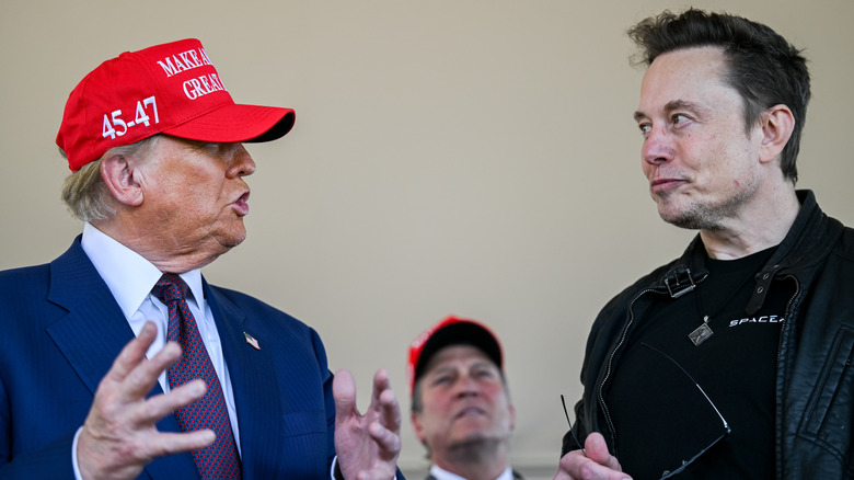 Elon Musk talking to Donald Trump