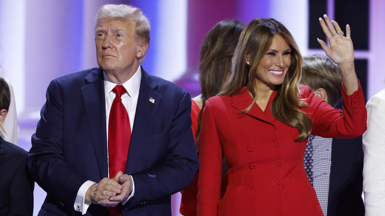 Donald Trump and Melania Trump on stage