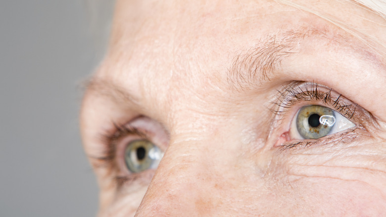 Elderly woman's hazel eyes