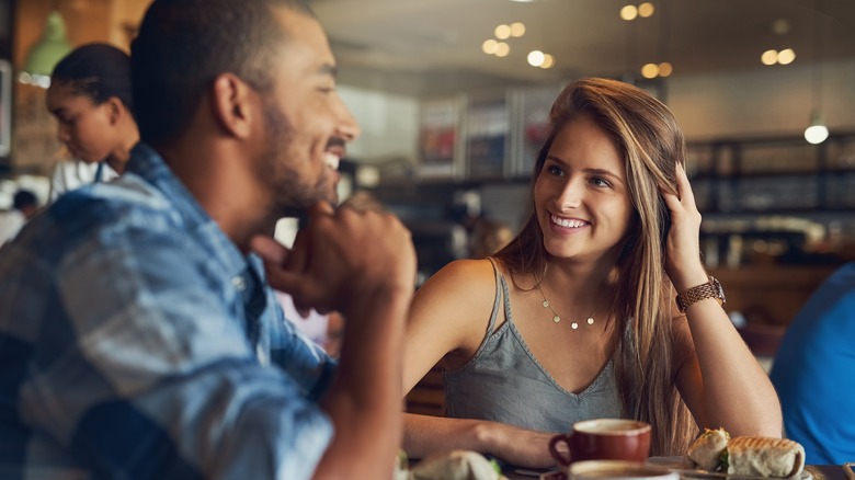 happy couple on coffee date