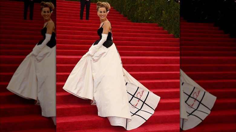 Sarah Jessica Parker in a black and white gown