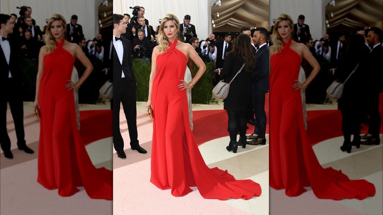 Ivanka Trump in a red gown