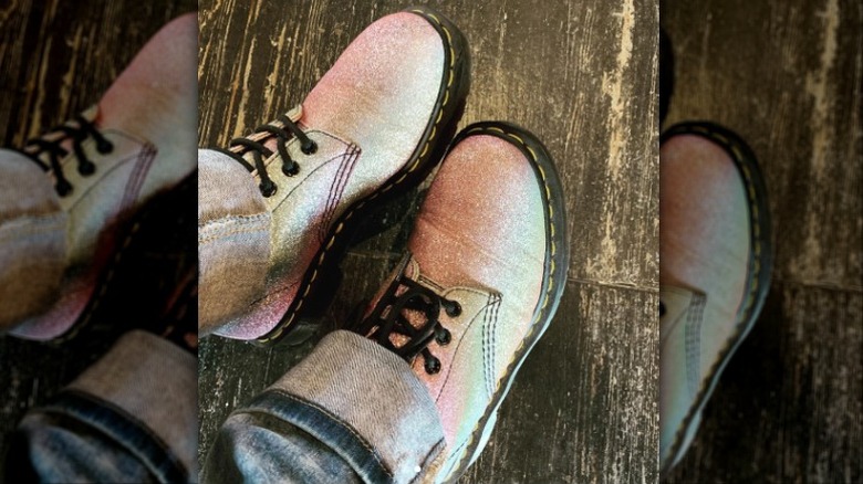 closeup of pastel doc martens