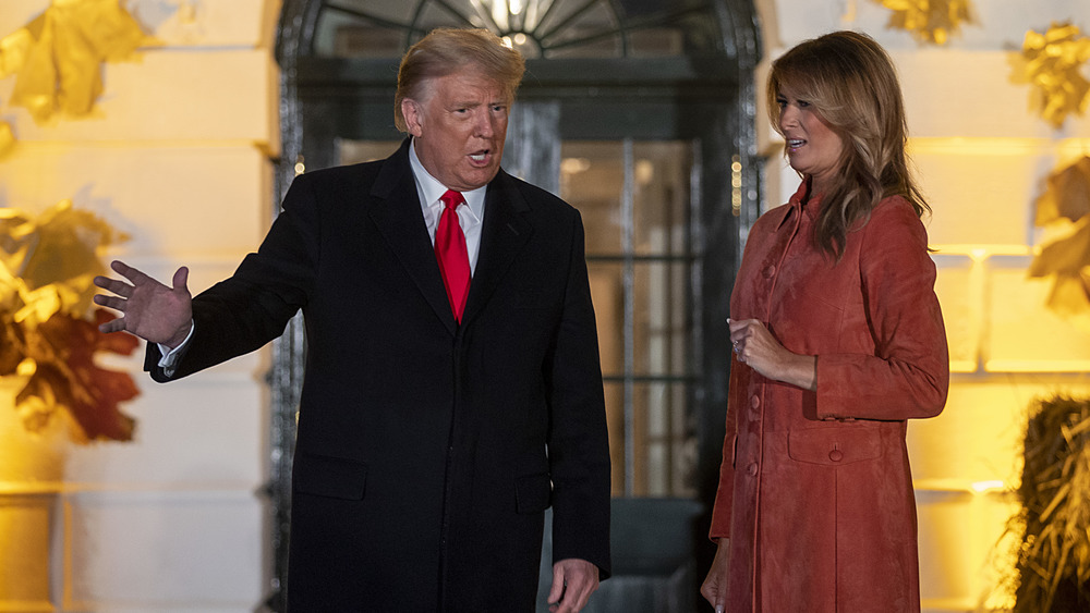 Donald and Melania Trump outside the White House 