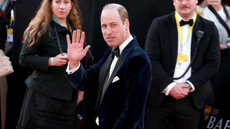 Prince Willian waving at the BAFTAs