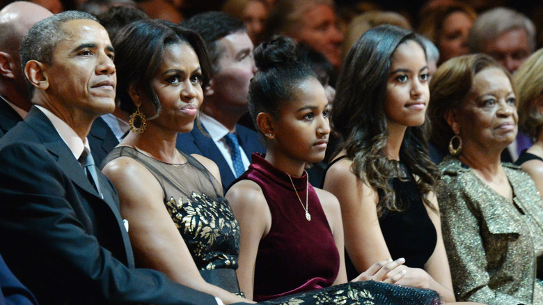 The Obama family sitting together